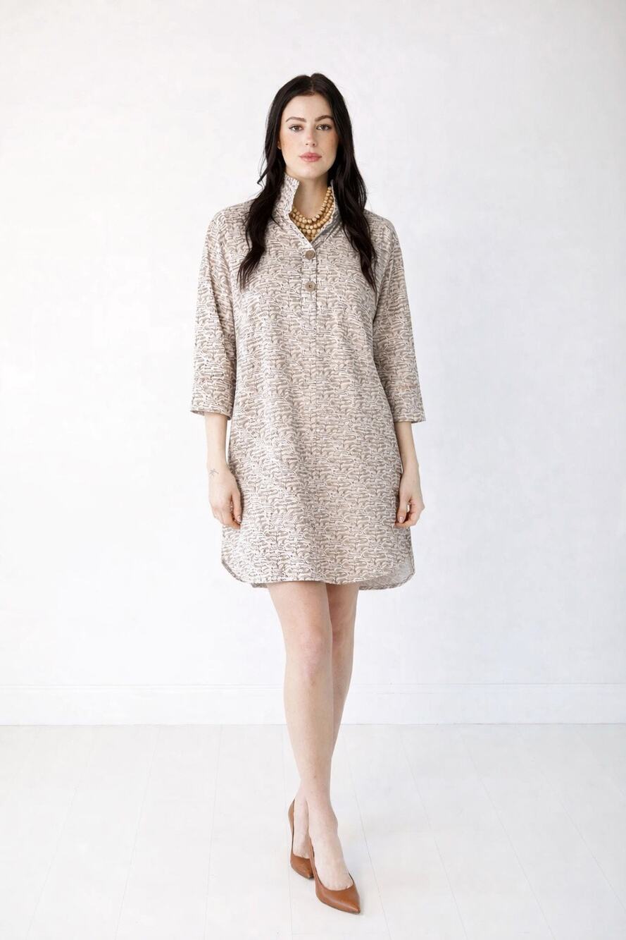 Holly Shae Arden Collared Mini Tunic Dress Preppy Beach Vacation Womens‎ M/L